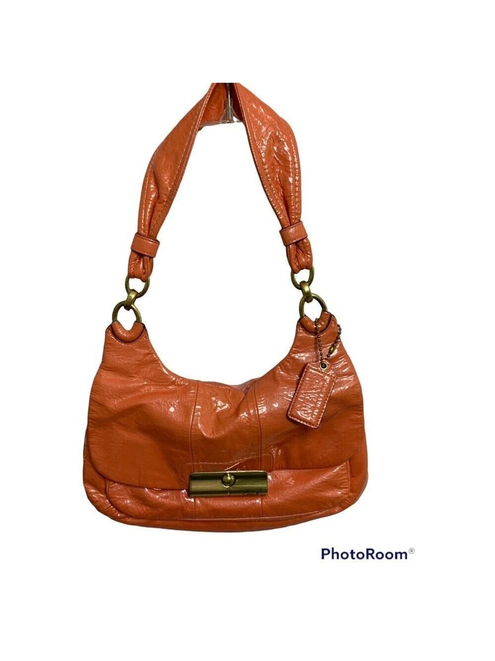 Coach Kristin Leather Hobo Satchel PATENT LEATHER CORAL 16948 Medium Crossbody